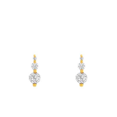 Yellow 375/1000 Gold & Cubic Zirconia Trilogy Stud Earrings - Emanessence