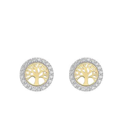 Boucles d'oreilles Tree Of Life, 2 Ors 375 & Zirconium - Emanessence