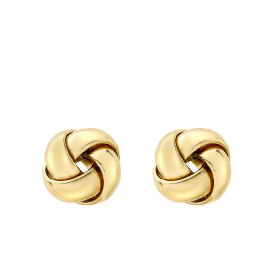 Yellow Gold 375 Round Crossover Earrings - Emanessence