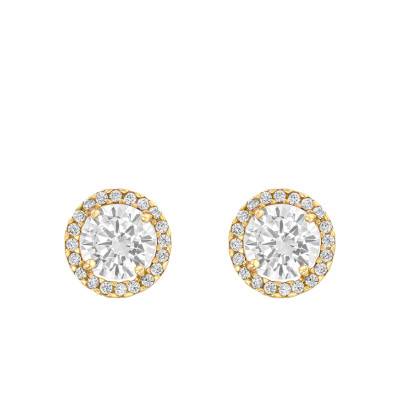 Yellow 375/1000 Gold Round Stud Earrings - Emanessence
