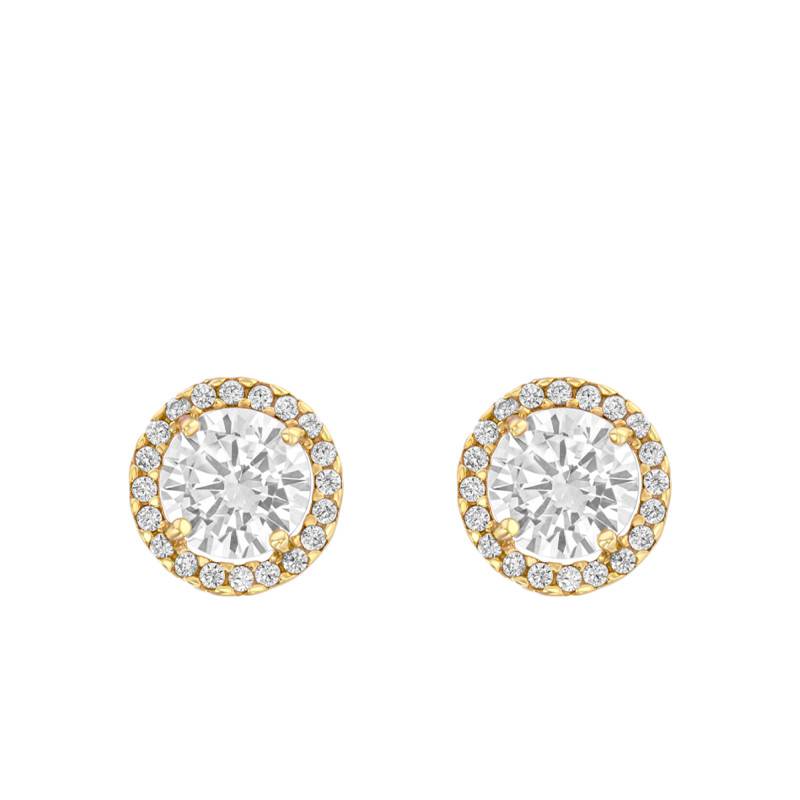 Yellow 375/1000 Gold Round Stud Earrings - Emanessence