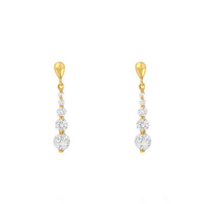 Yellow 375/1000 Gold & Zirconium Oxide Drop Earrings - Emanessence
