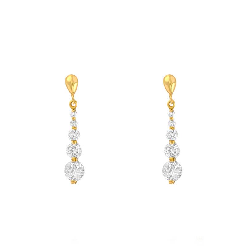 Yellow 375/1000 Gold & Zirconium Oxide Drop Earrings - Emanessence