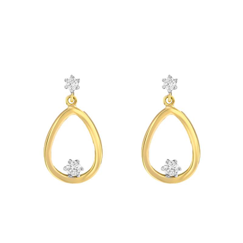 375 Yellow Gold & Zirconium Oxide Drop Earrings - Emanessence