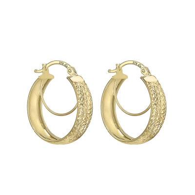 Créoles Diamantées Or Jaune 375, Diamètre 19 mm ou 24 mm - Emanessence