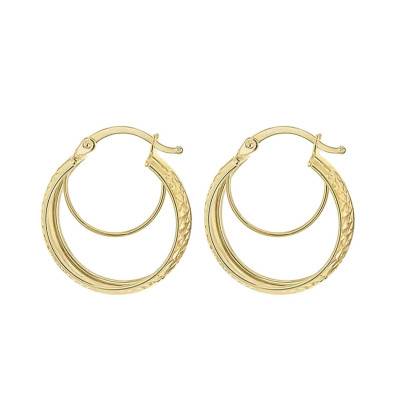 Créoles Diamantées Or Jaune 375, Diamètre 19 mm ou 24 mm - Emanessence