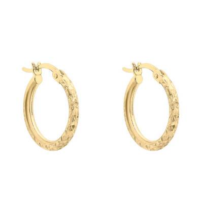 Créoles Facettées Or Jaune 375, Diamètre 15 mm ou 18 mm - Emanessence