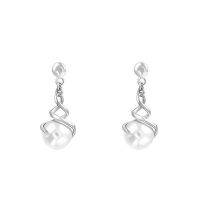 375/1000 White Gold & Cultured Pearl Drop Earrings - Emanessence