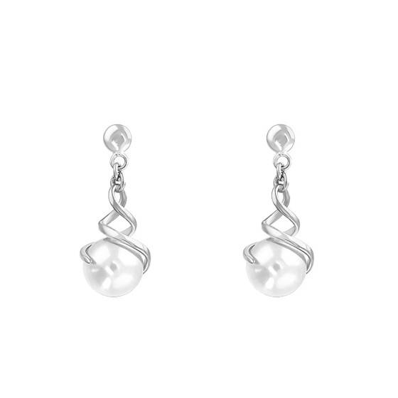 Boucles D'oreilles Traversantes Plaqué Or 18 Carats Avec Perle De Culture - Marque Tata Gisèle - Neuf Avec étiquettes
