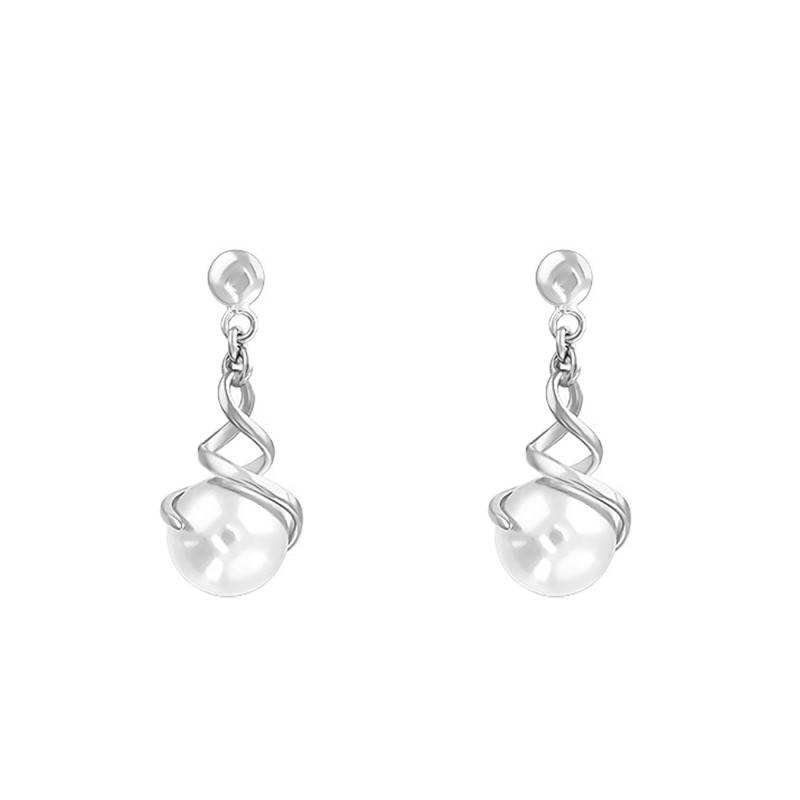 375/1000 White Gold & Cultured Pearl Drop Earrings - Emanessence