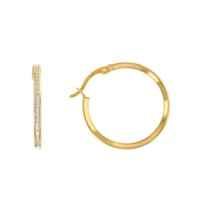 Boucles d'Oreilles Créoles en Or Jaune 375 & Oxydes de Zirconium, Diamètre 22 mm - Emanessence