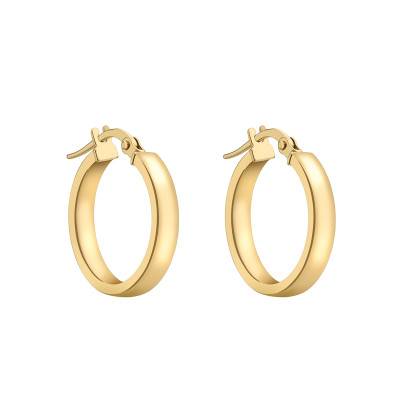 Rectangular Wire Yellow Gold 375 Hoop Earrings, 18 mm Diameter - Emanessence