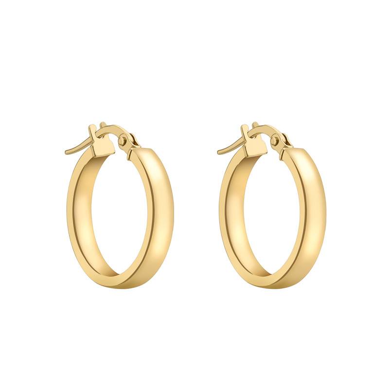 Rectangular Wire Yellow Gold 375 Hoop Earrings, 18 mm Diameter - Emanessence