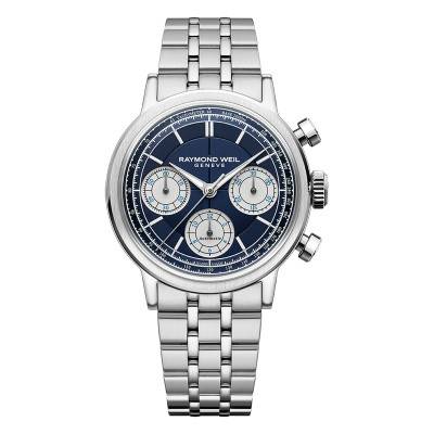 Montre Millesime Automatique Chronographe Tri-Compax 39.5 mm cadran bleu - Raymond Weil