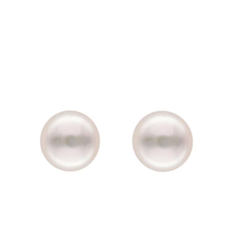 750 Yellow Gold & Freshwater Cultured Pearl Stud Earrings - Emanessence