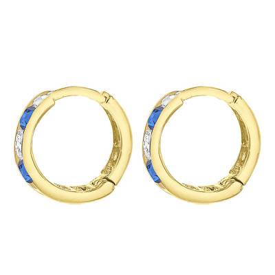 Boucles d'oreilles Créoles Huggy Bleues Or Jaune 375, Diamètre 9 mm - Emanessence