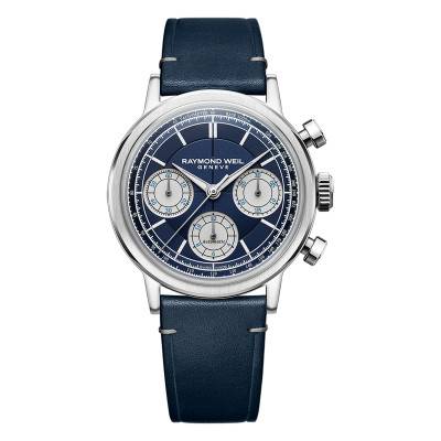 Montre Millesime Automatique Chronographe Tri-Compax 39.5 mm cadran bleu - Raymond Weil