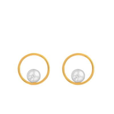375/1000 Yellow Gold & Cultured Pearl Drop Earrings - Emanessence