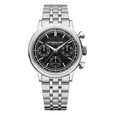 Millesime Tri-Compax Chronograph 39 mm Watch - Black Dial - Raymond Weil