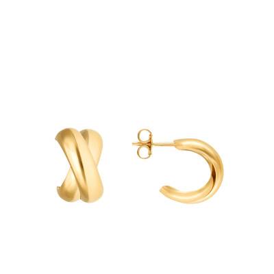 Boucles d'Oreilles Croisées Plaqué Or, Diamètre 12 mm - Emanessence