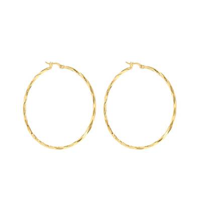 375 Yellow Gold Faceted Hoop Earrings, 28 mm to 48 mm Diameter - Emanessence