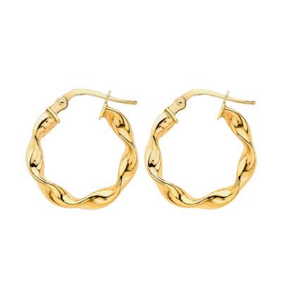 375/1000 Yellow Gold Twisted Martinique Hoop Earrings, Diameter 17 mm or 21 mm - Emanessence