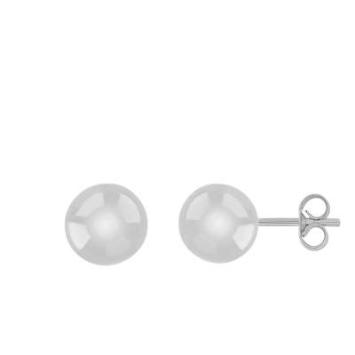 Boucles d'Oreilles Puces Rondes en Or Blanc 750 - Emanessence