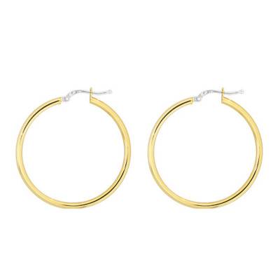 375/1000 Yellow Gold Hoop Earrings, 45 mm or 50 mm Diameter - Emanessence