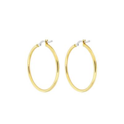 375/1000 Yellow Gold Hoop Earrings, 45 mm or 50 mm Diameter - Emanessence