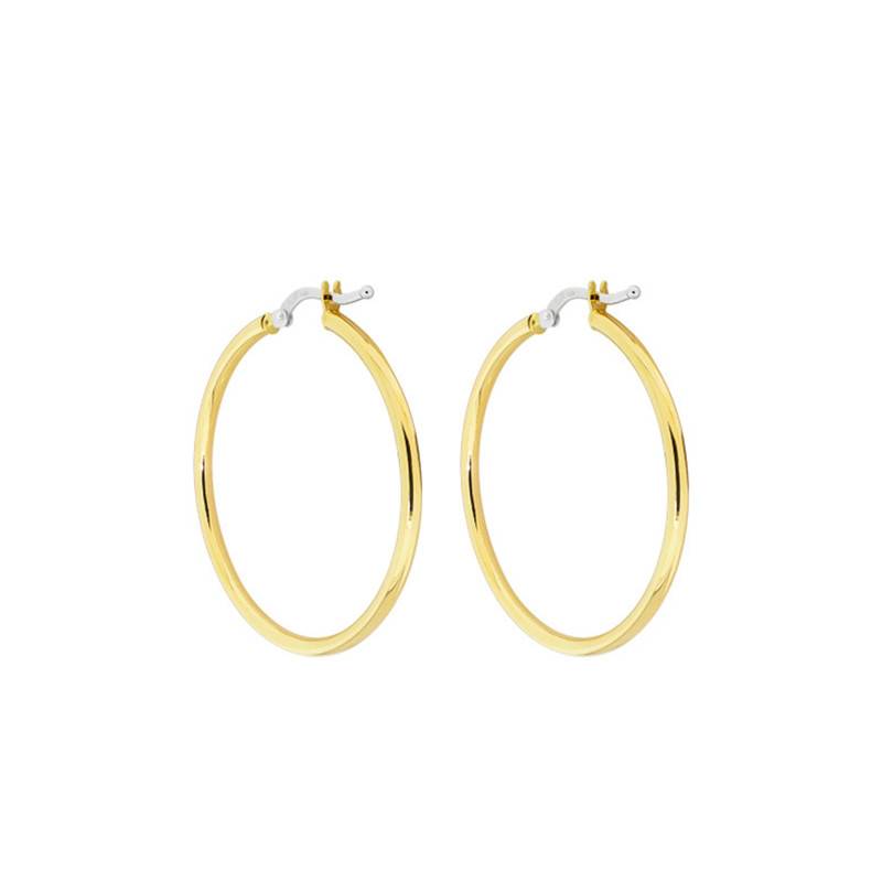 375/1000 Yellow Gold Hoop Earrings, 45 mm or 50 mm Diameter - Emanessence