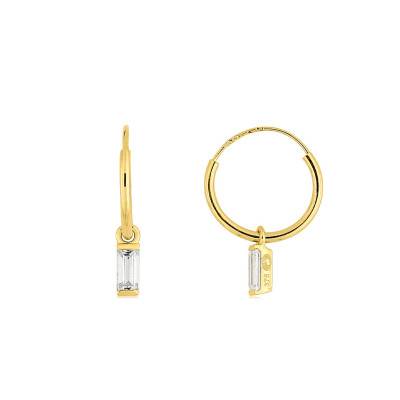 Boucles d'Oreilles Créoles Oxydes de Zirconium & Or Jaune 375, Diamètre 1 cm - Emanessence