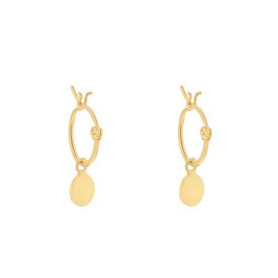 Créoles Disques Plaqué Or, Diamètre 13 mm - Emanessence