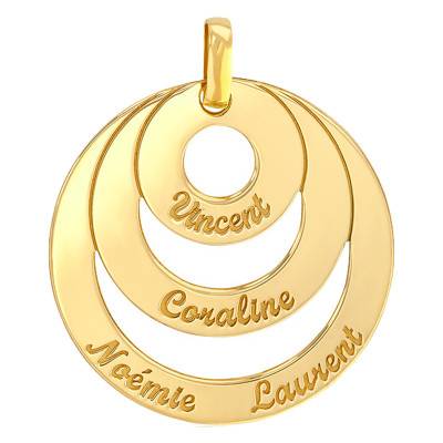 Pendentif Gravable Triple Cercle en Or Jaune 375 ou 750 - Lumiosa