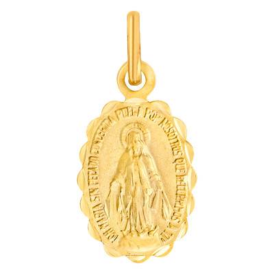 Mini Miraculous Medal in 375 Yellow Gold - Lumiosa
