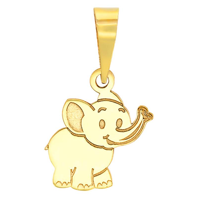 375 Yellow Gold Elephant Pendant - Bambins