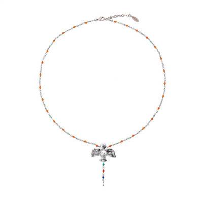 Collier Rosaria Argenté & Pierres Multicolores, Longueur 46 à 51 cm - Hipanema
