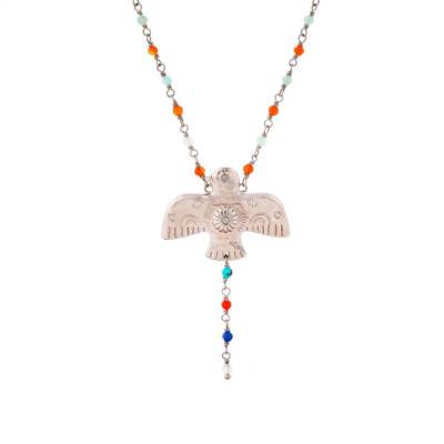 Collier Rosaria Argenté & Pierres Multicolores, Longueur de 46 cm à 51 cm - Hipanema