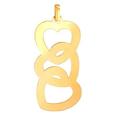Pendentif gravable cascade de coeurs unis or jaune - Lumiosa