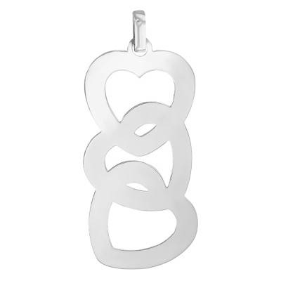 Pendentif gravable cascade de coeurs unis argent - Lumiosa