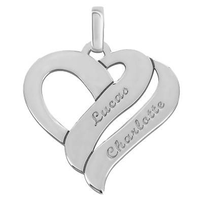 Pendentif gravable coeurs unis argent - Lumiosa