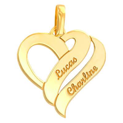 Pendentif gravable coeurs unis Or Jaune 375 ou 750 - Lumiosa