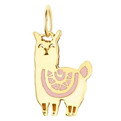 Yellow Gold & Enamel Llama Pendant - Bambins