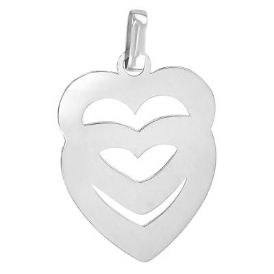 Pendentif gravable coeurs entrelacés argent - Lumiosa