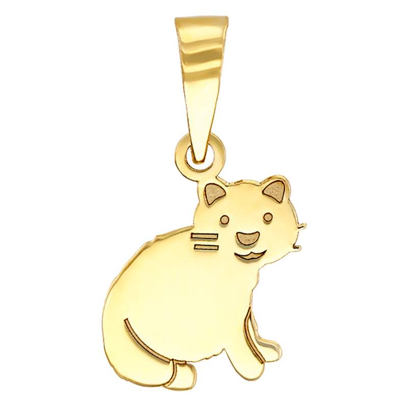 375 Yellow Gold Cat Pendant - Bambins