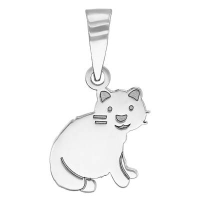 Pendentif Chat, Or Blanc 375 - Bambins