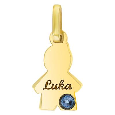 Pendentif Garçon Pierre de Naissance Swarovski Or Jaune 375 - Bambins