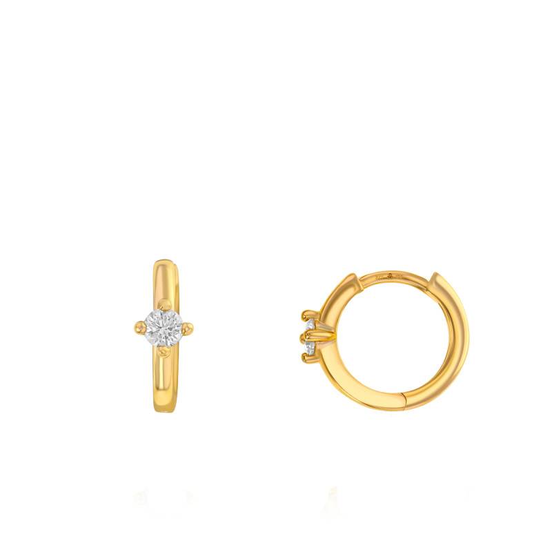 375 Yellow Gold & Cubic Zirconia Hoop Earrings, Diameter 13 mm - Emanessence