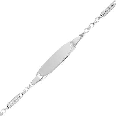 Gourmette Cadenas Chaîne Forçat & Plaque, Argent, Longueur 13 à 15 cm, Largeur 2,00 mm - Bambins