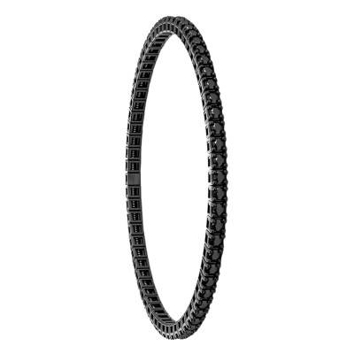 Black Rhodium-Plated 375 White Gold & Spinel Stretch Tennis Bracelet, 56 mm Diameter - Divine
