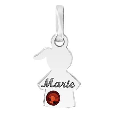Pendentif Fille Pierre de Naissance Swarovski Or Blanc 375 - Bambins